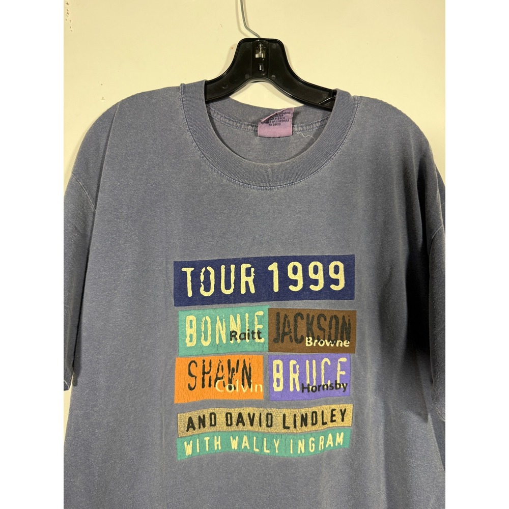 Vintage 1999 Tour Shirt Bonnie Raitt Jackson Browne Anvil Blue Large 90s Music - Picture 1 of 7